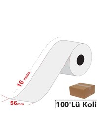 Resim 56x16 Metre Termal Yazarkasa Pos Kredi Kartı Rulosu 100'lü Koli 