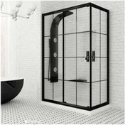 Resim Blackline Siyah Çizgili Köşe 120x130 5 Mm Temperli Cam Duşakabin 