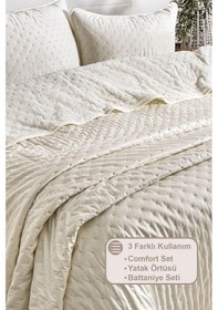 Resim Elart Porto Flame Yatak Örtüsü Çift Kişilik 240x260 Cm Krem Krem 