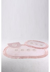 Resim Shems Pudra 6 Parça Çeyizlik Dantelli 3'lü Banyo Paspası & 3'lü K Pudra 