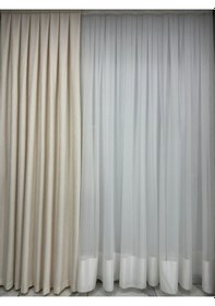 Resim Şantuk Keten Krem Fon Perde 1/2,5 Orta Pile Krem 
