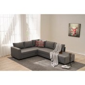 Resim Rabi Aly Serisi Yataklı Sandıklı Köşe Koltuk Gri Sağ 