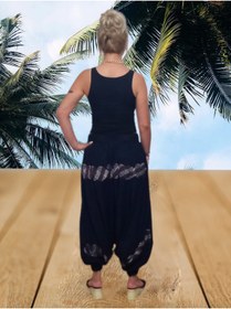 Resim boutique venüs Desenli Taş Baskılı Otantik Şalvar - Siyah/renkli - Standart Beden - Ürün bilgilerini lütfen okuyun 