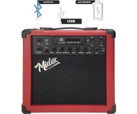 Resim AyrStore MGA-25RD Elektro Gitar Amfisi 25 Watt USB Bluetooth Şarjlı 2 Girişli 