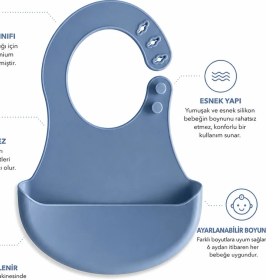 Resim Siliconly Bpa Içermeyen %100 Silikon Bebek Mama Önlüğü Kaydırmaz Cepli Bebek Önlüğü 