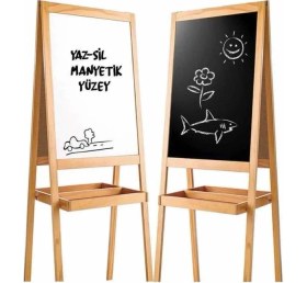 Resim Uravas Store Mey Ithalat® 2195 Ayakli Çi̇ft Tarafli Manyeti̇k Ahşap Yazi Tahtasi 