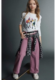 Resim Defacto Kız Çocuk 90s Wide Leg Gabardin Pantolon G6013a825aubr82 Bordo-br82 