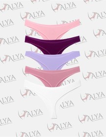 Resim Alya Underwear Kadın Külot Pamuklu String - 5 Adet Siyah Tanga S, M, L, Xl Multicolor-p25 