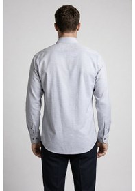 Resim Xint Bisse Gri Regular Fit Cepsiz Uzun Paşa Yaka Gömlek Bsgmkls26306 C55 