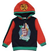 Resim Panço Erkek Bebek Baskı Detaylı Kapüşonlu Lacivert Sweatshirt 