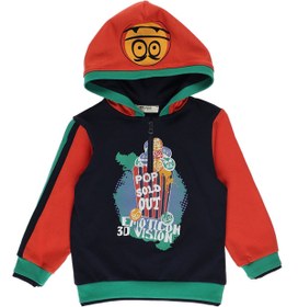 Resim Panço Erkek Bebek Baskı Detaylı Kapüşonlu Lacivert Sweatshirt 