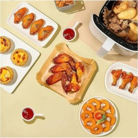 Resim AyrStore Airfryer Pişirme Kağıdı Kare 100 Adet Hava Fritöz Parşömen Ithal Fırın Kağıdı Tek Kullanımlık Kağıt 