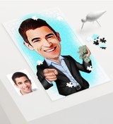Resim Kişiye Özel Bay Bankacı Karikatür 240 Parça A3 Puzzle - 1 