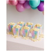 Resim Mısır Kutusu Pop Corn Happy Birthday Yazılı Makaron Renklerde 8 Li Paket Doğum Günü Eğlencesi +3 