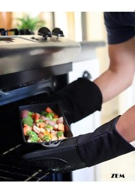 Resim Profesyonel Silikon Fırın Eldiveni, Siyah, Zem 