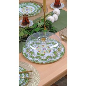 Resim Montsechia Vidalii Altın Yaldızlı Kapaklı Kek Fanus - Pasta Sunum Standı 