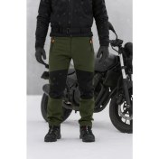 Resim DRC Outdoor Kışlık Softshell Motorcu Pantolonu – Haki/Siyah, Su & Rüzgar Geçirmez, Polar İçli 