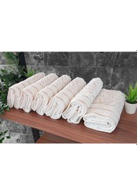 Resim Çınar Jakarlı 6 Lı Kadife Pamuklu El Ve Yüz Havlu Seti 50x90 Cm - 04557 - Gold Altın - Siyah 