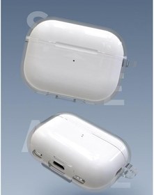 Resim GPACK Airpods Pro 2 uyumlu Kulaklık Kılıfı Şeffaf Sert Silikon Kancalı SF15 Renksiz 