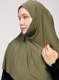 Resim manolyaşal islamic hijab Pratik Eşarp Peçeli-peçesiz Hazır Türban Sufle Haki 