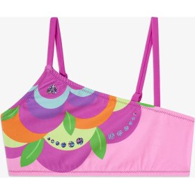 Resim Penti Pembe Kız Çocuk Flower Tek Omuz Bikini Takımı 