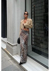 Resim WeShaya Kadın Multi Polyester Animal Desenli Saten Uzun Etek Çok Renkli 