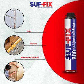Resim Suf-Fix 900 Tabancalı Montaj Köpüğü 750ML - Profesyonel Pu Köpük Isı Ses Yalıtım 