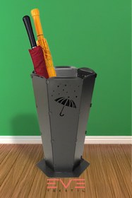 Resim Lüx Dış ve İç Mekana Uygun Şemsiye Desenli Paslanmaz Şemsiyelik - Beyaz 