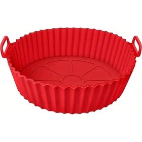 Resim Willowhaven Kırmızı 8 İnç Katlanır Silikon Fritöz Tepsisi Yeniden Kullanılabilir Yüksek Isı Fırın Tava 