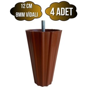 Resim Armut Kahverengi Plastik 12cm 8mm Vidalı Mobilya Koltuk Ve Baza Ayağı 12cm Kahverengi 8mm 4 Adet Kahverengi 