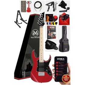 Resim Maxword De-150rd-st Maple Klavye Hh Manyetik Yüksek Kaliteli Elektro Gitar Seti 
