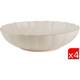 Resim Kütahya Porselen Bone Luz Altın File Çorba Kasesi 15cm 4 Lü Çok Renkli 