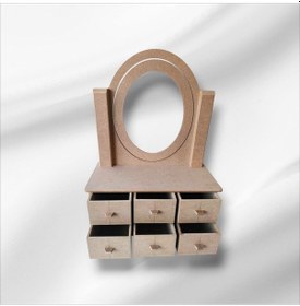 Resim Ahşap-boyanabilir-6çekmeceli Makyaj Masası Ve Organizeri 