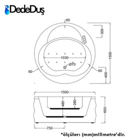 Resim Yuvarlak Küvet | Jakuzi | 150x150cm | Sanacryl - 150x150 / Beyaz / 2 Kişilik 