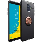 Resim Samsung Galaxy J6 Kılıf Kickstand Ring Holder Siyah Rose Microsonic