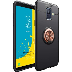 Resim Samsung Galaxy J6 Kılıf Kickstand Ring Holder Siyah Rose 