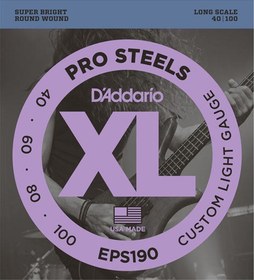 Resim D'Addario EPS190 XL ProSteels 4 Telli Bas Gitar Teli - Custom Light (40-100) 
