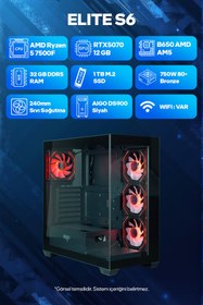 Resim Game Garaj Elite S6 AMD Ryzen 5 7500F 32GB RAM 1TB SSD RTX5070 240mm Sıvı Soğutma FreeDOS Oyuncu Tavsiye 