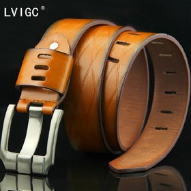 Resim LVIGC Erkek Gerçek Deri Casual Kemer Otomatik Alüminyum Fermuar, Retro İğne Fermuar Tasarımı, Kore Tarzı İş Kemer Gençler İçin 