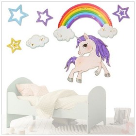 Resim Unicorn, 7 Parça Duvar Sticker Seti 