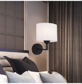 Resim Zadie Tekli Beyaz Şapkalı Siyah Duvar Lambası Yatak Odası Yatak Başı Banyo Için Modern Aplik Beyaz 