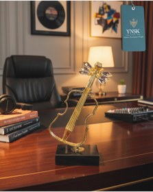 Resim YNSK Kristal Detaylı Altın Renk Dekoratif Keman/ Gitar 