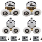 Resim Duş Kapısı Silindirleri, Plastik Kapı Tekerlekleri, 4-6 Mm Cam Kendin Yap, 23 Mm Çap 2 Üst Silindir Ve 2 Alt Silindir 23 Mm 