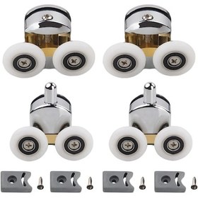 Resim Duş Kapısı Silindirleri, Plastik Kapı Tekerlekleri, 4-6 Mm Cam Kendin Yap, 23 Mm Çap 2 Üst Silindir Ve 2 Alt Silindir 23 Mm 