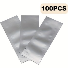 Resim 100 Adet Uzun Şerit Alüminyum Folyo Poşetler, Üç Taraflı Mühürli Toz ve Küçük Eşya Paketleme İçin Uygun 