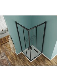 Resim Blackline Siyah Köşe Duşakabin Şeffaf Cam H:185 Siyah 
