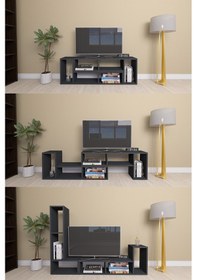 Resim Çok Şekilli Fonksiyonel Tv Sehpası, Dekoratif Sehpa-kitaplık,... Antrasit 