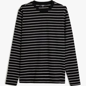 Resim Bisiklet Yaka Uzun Kollu Pamuk Karışımlı Çizgili Sweatshirt 