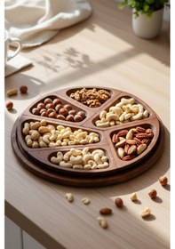 Resim Snippy Nova - 7 Parça Ahşap Çerezlik Kahvaltılık Tabak Sunumluk Seti Ahşap 