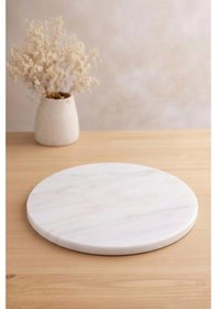 Resim Beyaz Mermer Servis Tabağı 30 Cm Yuvarlak Dekoratif Sunum & Supla 